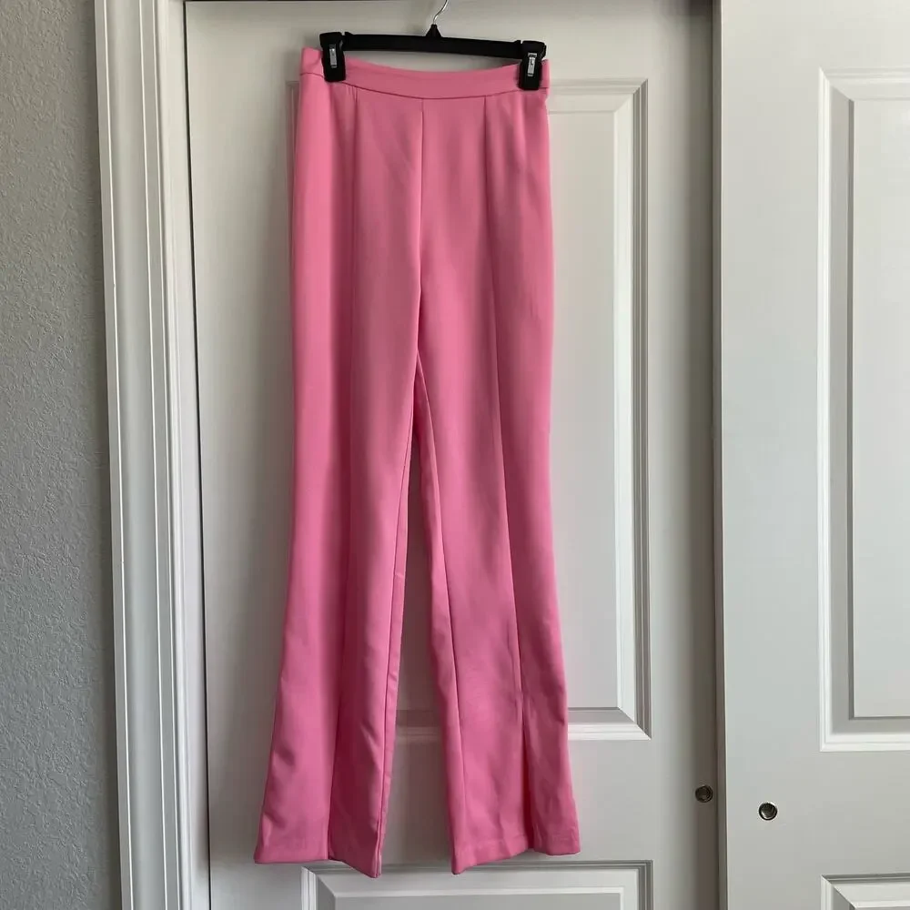 Do+Be Pink Slit Hem Flare Leg Barbiecore Pant Size S - Picture 2 of 12